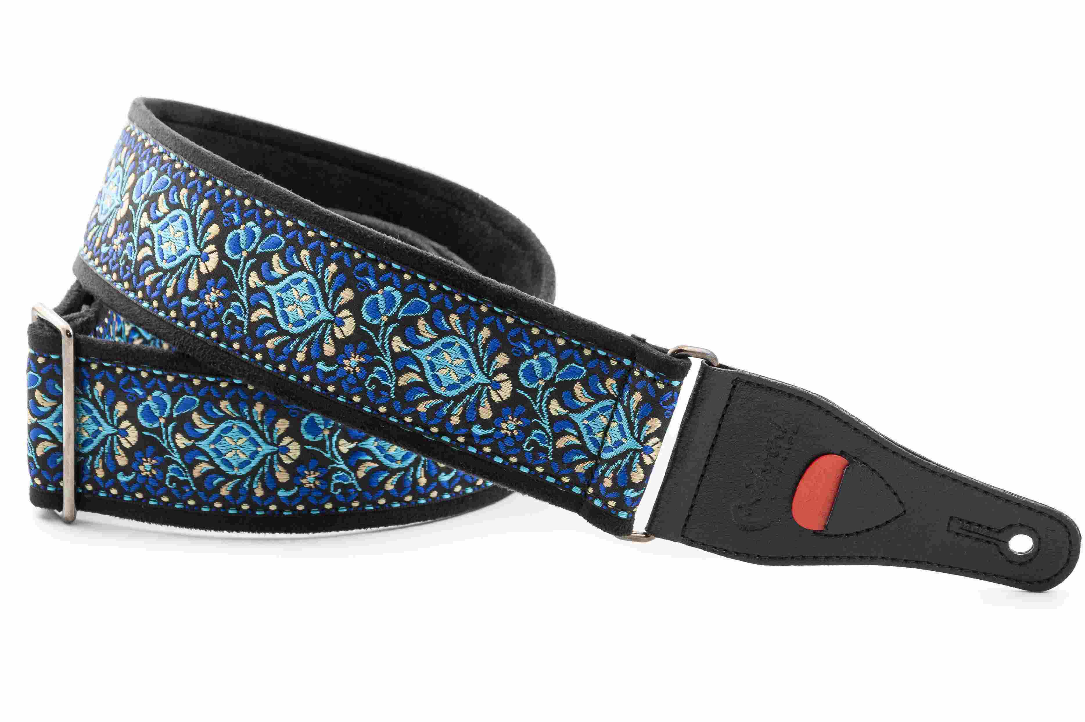 Woodstock Blue guitar and bass strap
