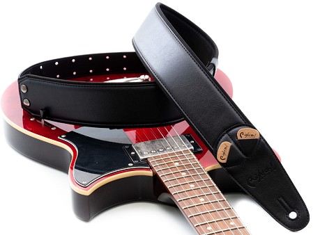 Correa vegana para guitarra y bajo Charm-60 negra 6 cm acolchada