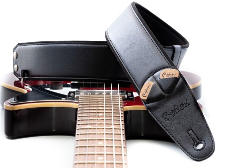 Correa Charm-60 negra vegana de 6 cm acolchada para guitarra y bajo