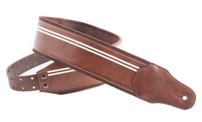 Most confortable guitar strap in leather Smooth Brown