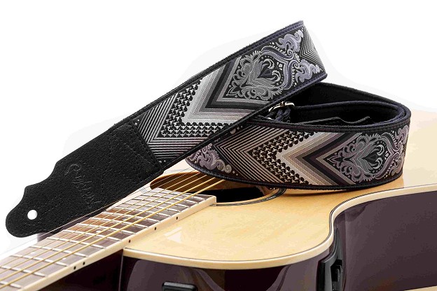 Arrow Black Guitar Strap | Exclusive Vintage Gray Scale Design1