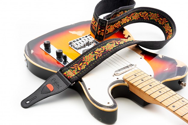 Woodstock Blue guitar and bass strap