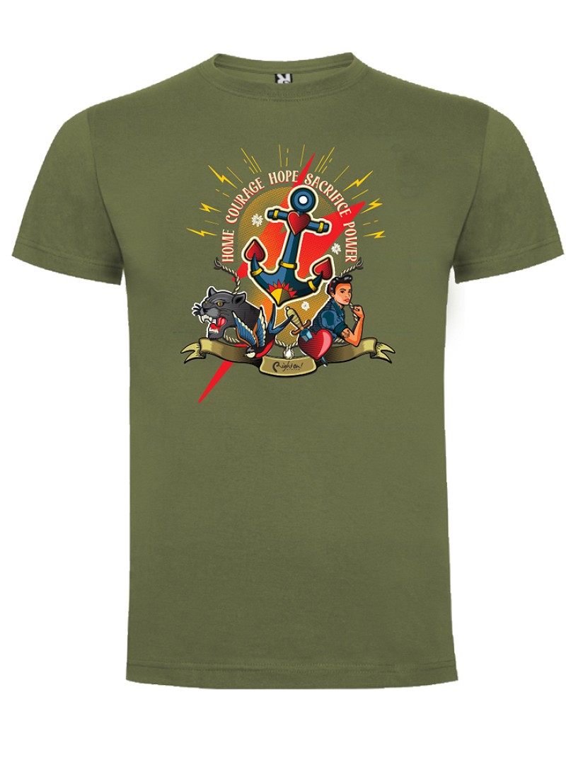 Camiseta diseño RightOn! Old School Verde Kaki 