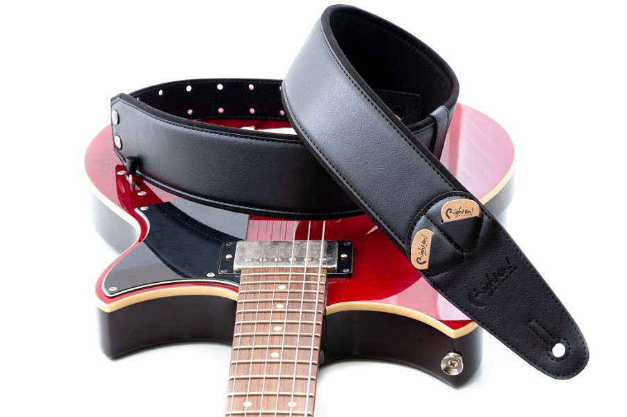 Correa de guitarra Charm-60 Black de 6 cm, acolchada, cómoda y fabricada con materiales veganos, ideal para guitarra eléctrica, acústica y bajo